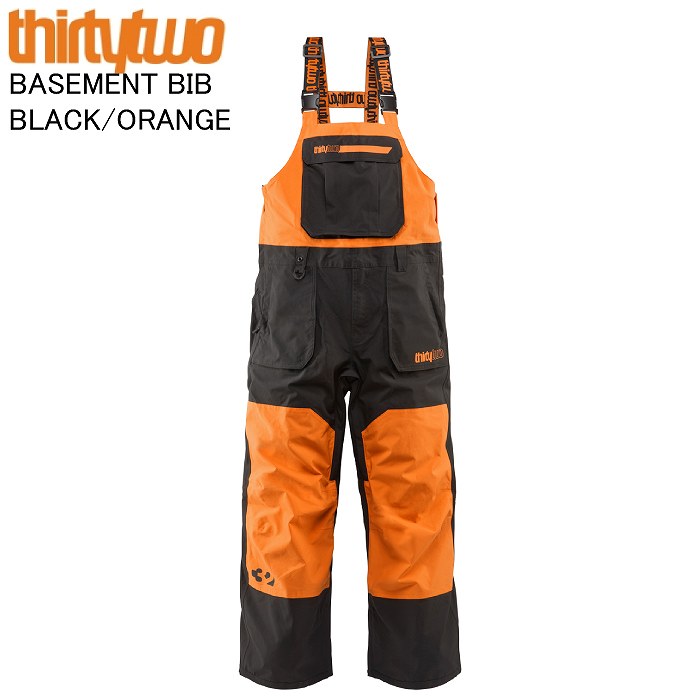 THIRTYTWO サーティーツー BASEMENT BIB BLACK/ORANGE スノーボード