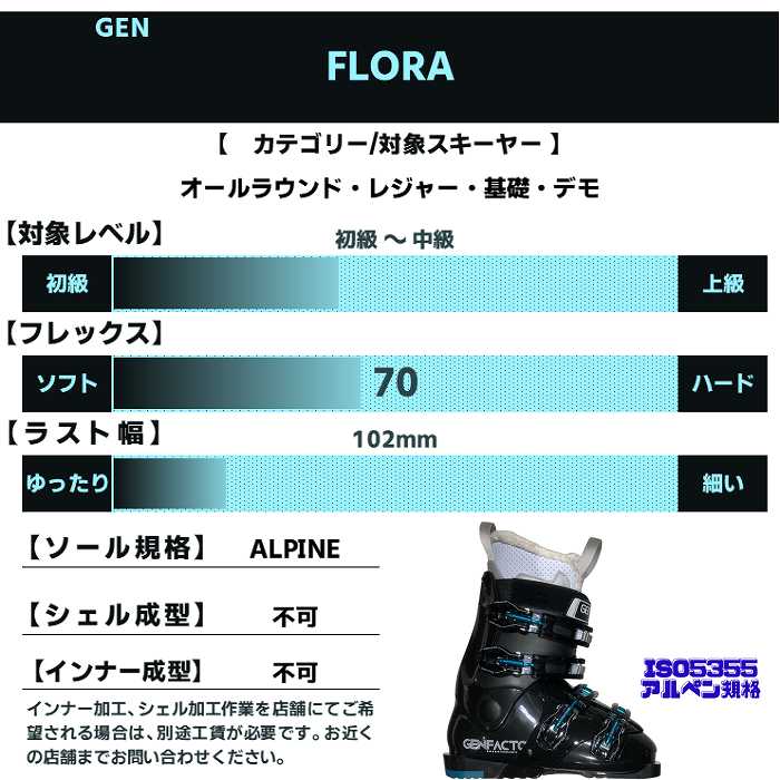 ゲン 厳 スキーブーツ 2026 GEN FLORA LIGHT INNER-WIDE BLACK