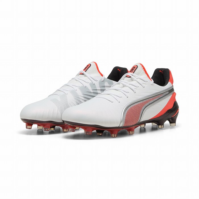 PUMA プーマ キング アルティメット FG/AG(ホワイト×シルバー×オレンジ) 108821 01 サッカー スパイク 天然芝用 PUMA プーマ キング アルティメット FG/AG(ホワイト×シルバー×オレンジ
