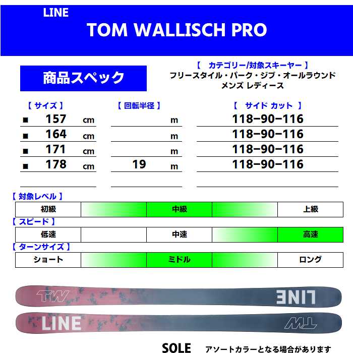 旧モデル[スキー2点セット] ライン スキー板 2025 LINE TOM WALLISCH