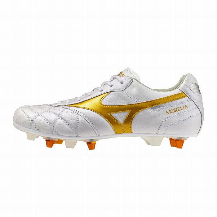 Mizuno Morelia2 サッカーシューズ スパイク【美品】 MIZUNO ミズノ MORELIA 2 JAPAN MIX(ホワイト×ゴールド) P1GC260250