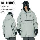 [OUTLET] BILLABONG �ӥ�ܥ� BF01M751 ANORAK JACKET ���Υ�å� ���㥱�å� �ץ륪���С� GGY ���Ρ��ܡ��� ������ ������ 25-26