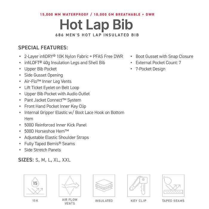686 ���å��������ȥ��å��� M2W211 HOT LAP INSULATED BIB BLACK DENIM 24-25 ������ ��� �ӥ� �ѥ�� �����ϥ�