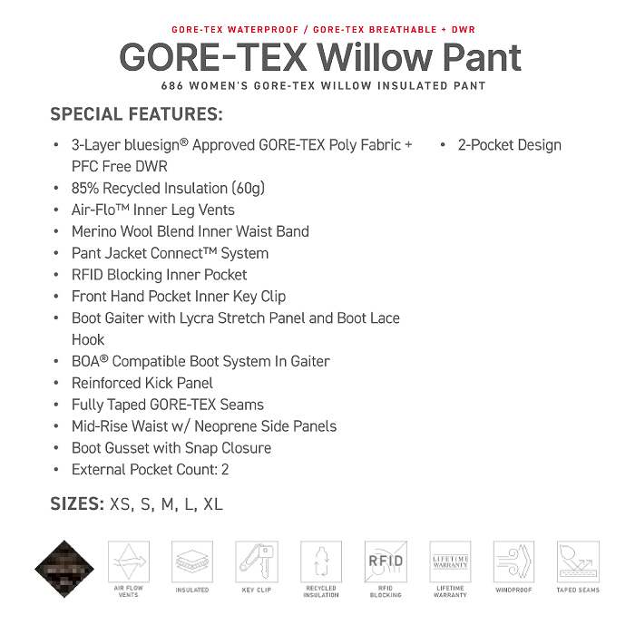 686 åȥå M2W402 GORE-TEX WILLOW INSULATED PANT SAGE 24-25  ǥ ѥ ϥ 
