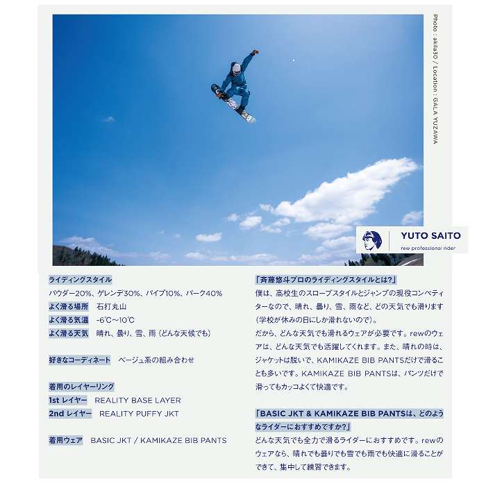 REW �����륤�����֥�� BASIC JKT SONIC BLUE 24-25 �ܡ��ɥ����� ��˥��å��� ���㥱�å� GORE-TEX ���� ������