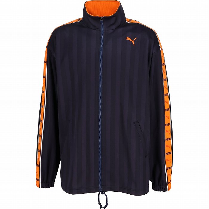 PUMA プーマ SHADOW STRIPE ニットジャケット(ネイビー×オレンジ) 527754 61 トレーニングジャケット PUMA プーマ SHADOW STRIPE ニットジャケット(ネイビー×オレンジ
