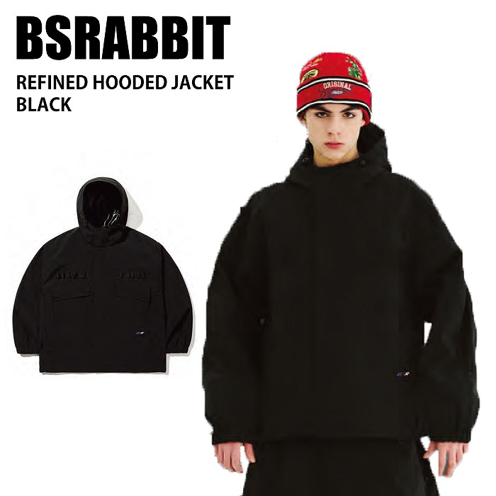 BSRABBIT ビエスラビット REFINED HOODED JACKET BLACK 24-25