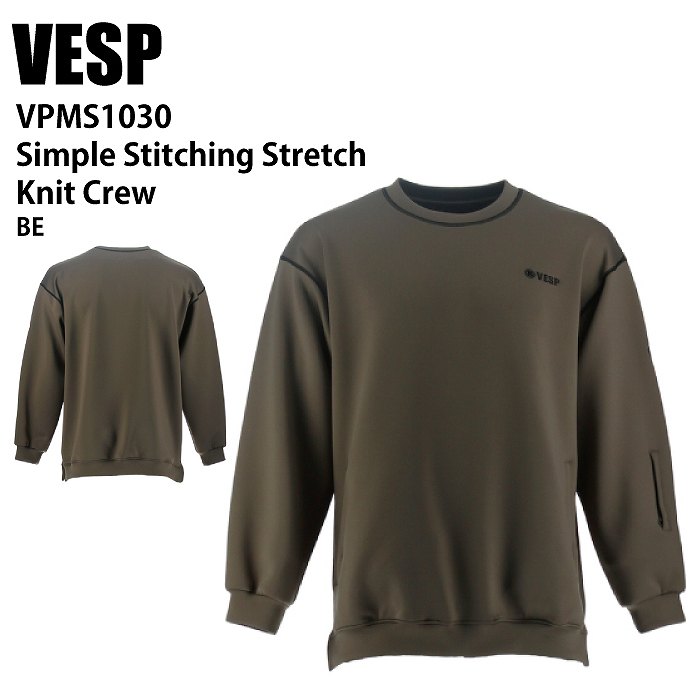 VESP べスプ VPMS1030 Simple Stitching Stretch Knit Crew BE 24-25