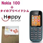 Nokia 100とタイのプリペイドSIMセット!【当店おススメ!SIMフリー海外携帯セット】ノキア100