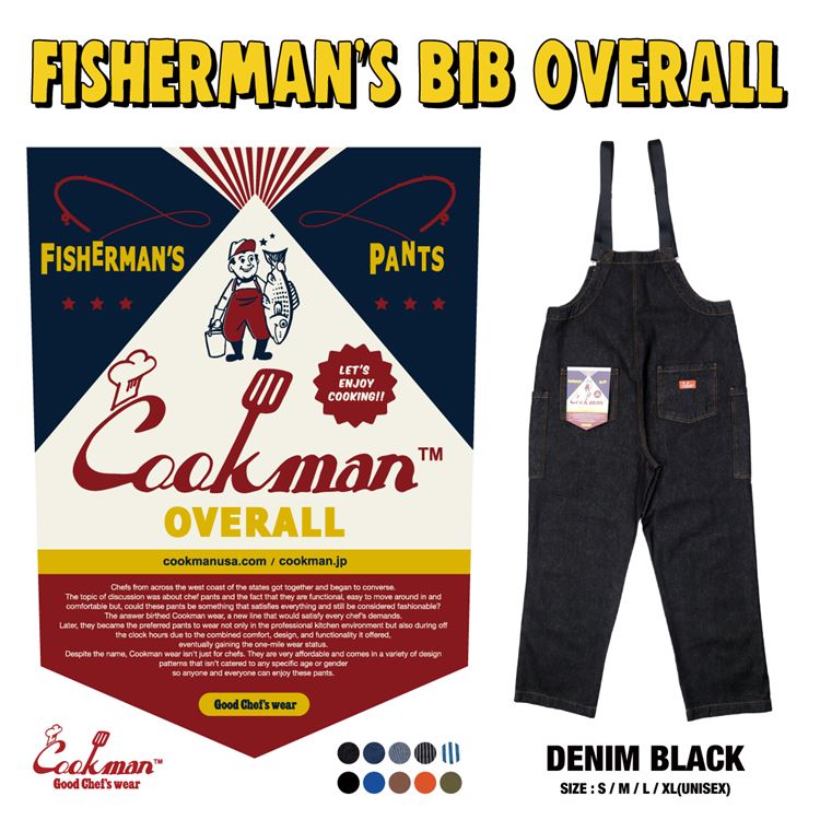 COOKMAN/クックマン Fisherman's Bib Overall Denim Black（ユニ