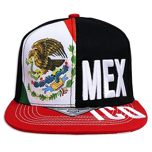 MEXICO フラット バイザー キャップ ブラック&レッド メキシコ