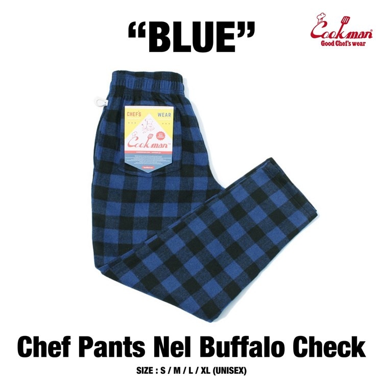 COOKMAN/クックマン Chef Pants Nel Buffalo Check Blue シェフパンツ