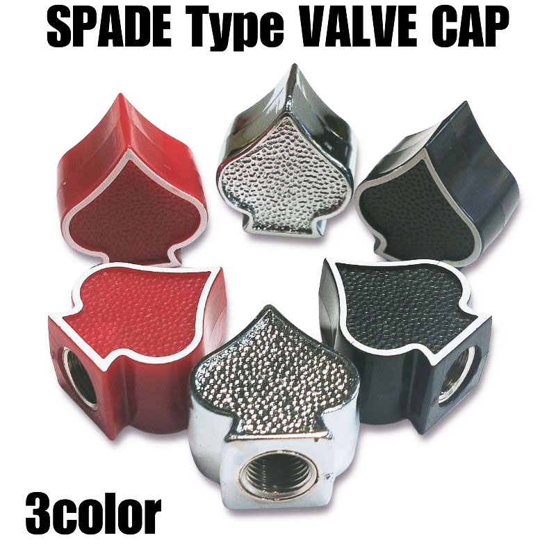 エアバルブキャップ スペード 2個セット｜3カラー｜バイク 車 ドレス