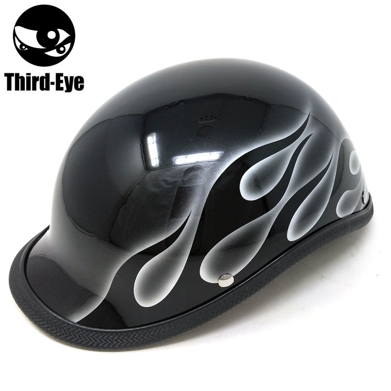 サードアイヘルメット 在庫 バイク ヘルメット ハーフキャップ トライバルスカル BLACK