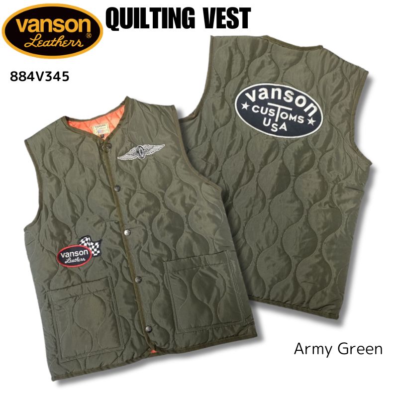 Vanson キルティング ダウンベスト L VANSON バンソン キルティングベスト QUILTING VEST ブラック｜4サイズ
