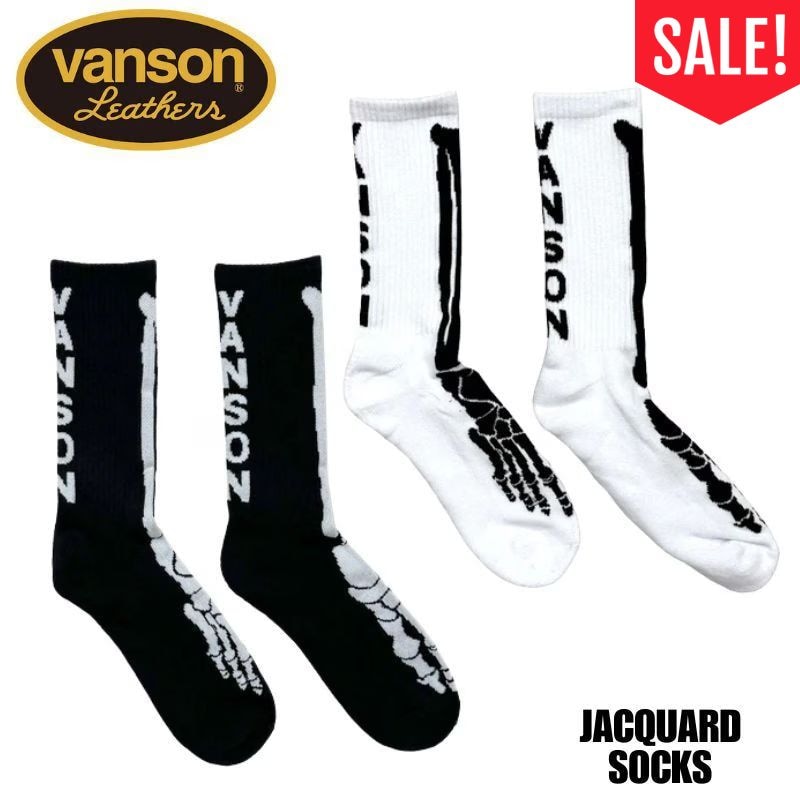 セール！30％オフ！】VANSON バンソン ジャカード ソックス ボーン