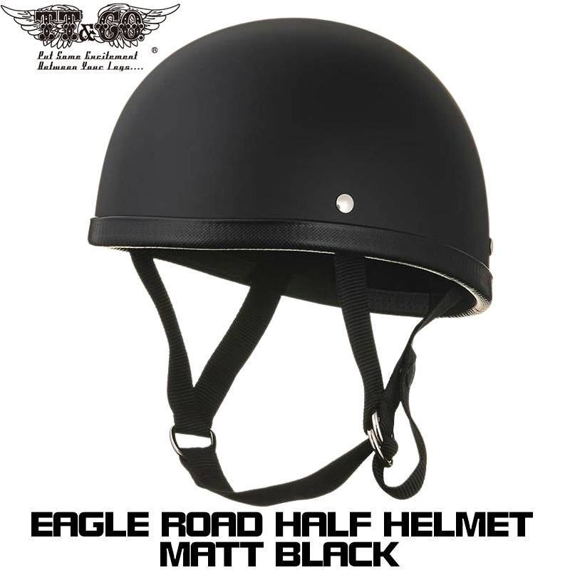 TT&CO.】EAGLE ROAD HALF HELMET MATT BLACK イーグルロード