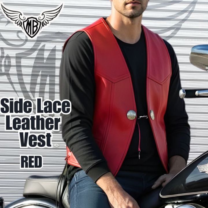 ブレザーサイズM と白ベストおまけ新品 セール】 フェイクレザーコンビ クルーネックジレ （ベスト