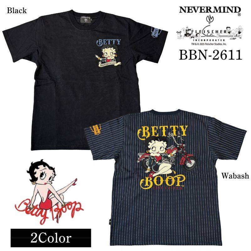 BETTY BOOP × NEVERMIND ベティブープ ネバーマインド 刺繍 天竺 半袖T