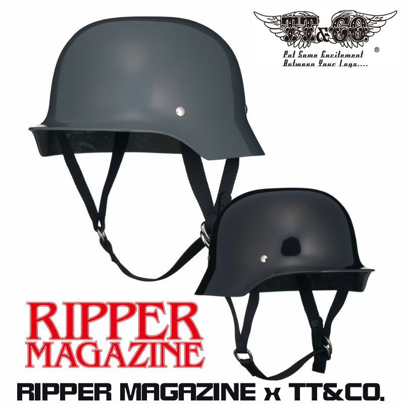 バイク用　tt&co ジェットヘルメット　ジャーマンヘルメット　セット売り TT&CO.】RIPPER MAGAZINE x TT&CO. ジャーマン ハーフヘルメット FRP