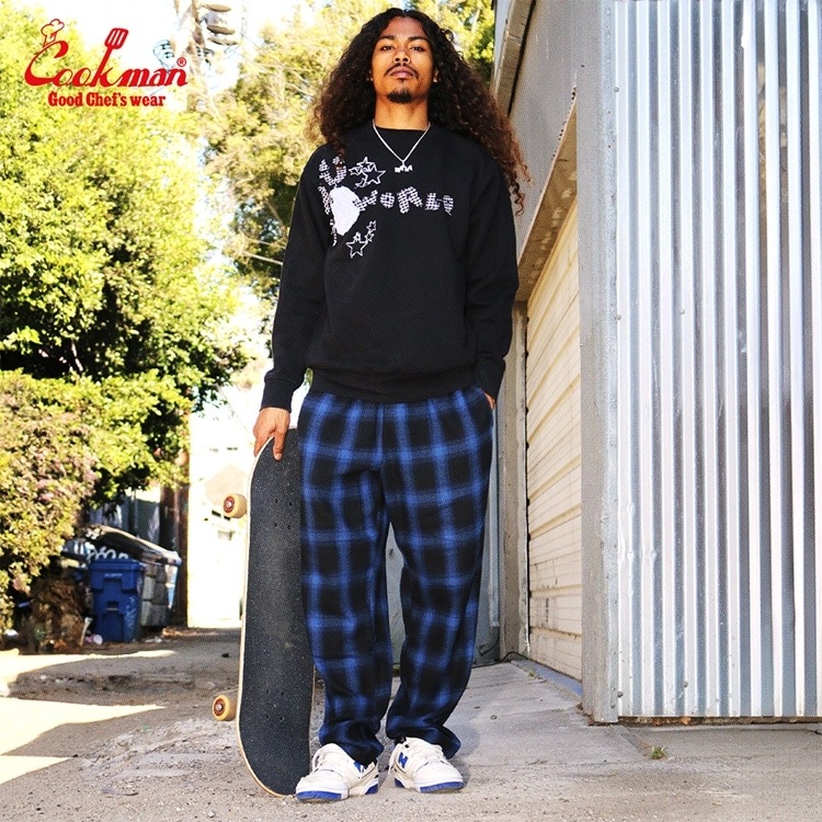 COOKMAN/クックマン Chef Pants シェフパンツ「Tweed Ombre Check Blue