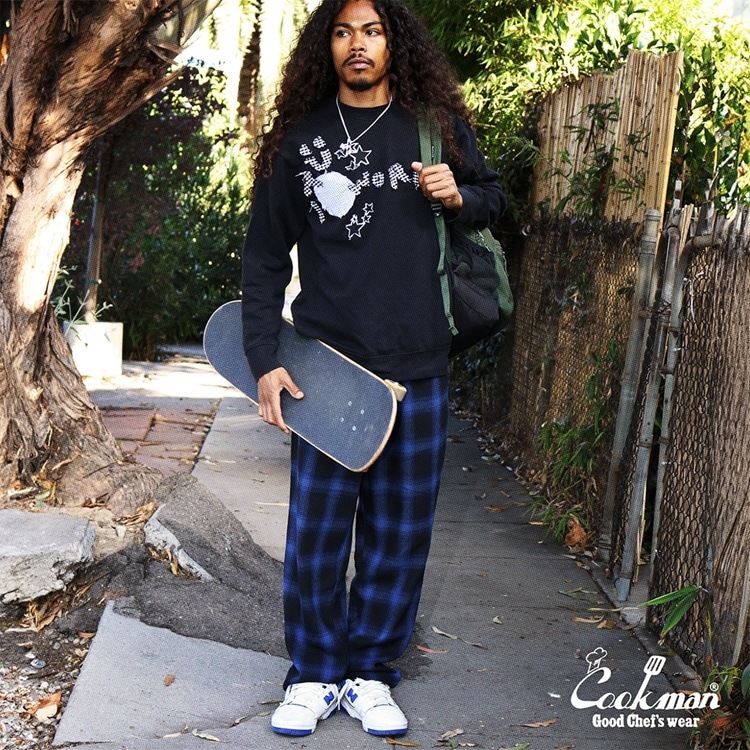 COOKMAN/クックマン Chef Pants シェフパンツ「Tweed Ombre Check Blue
