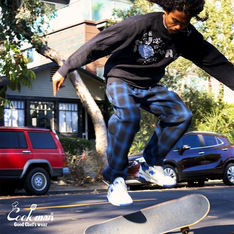 COOKMAN/クックマン Chef Pants シェフパンツ「Tweed Ombre Check Blue