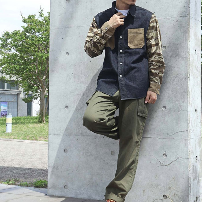 児島ジーンズ マルチコンボシャツ タイガーカモ KOJIMA GENES MULTI