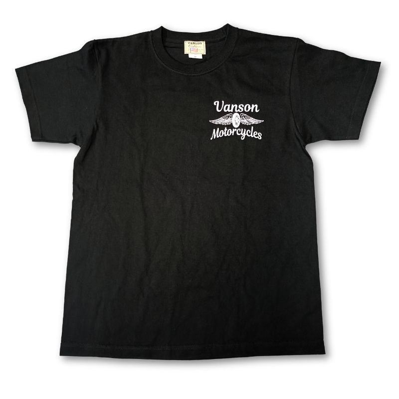 VANSON バンソン プリント半袖Tシャツ「WHEEL & WING」ホイール