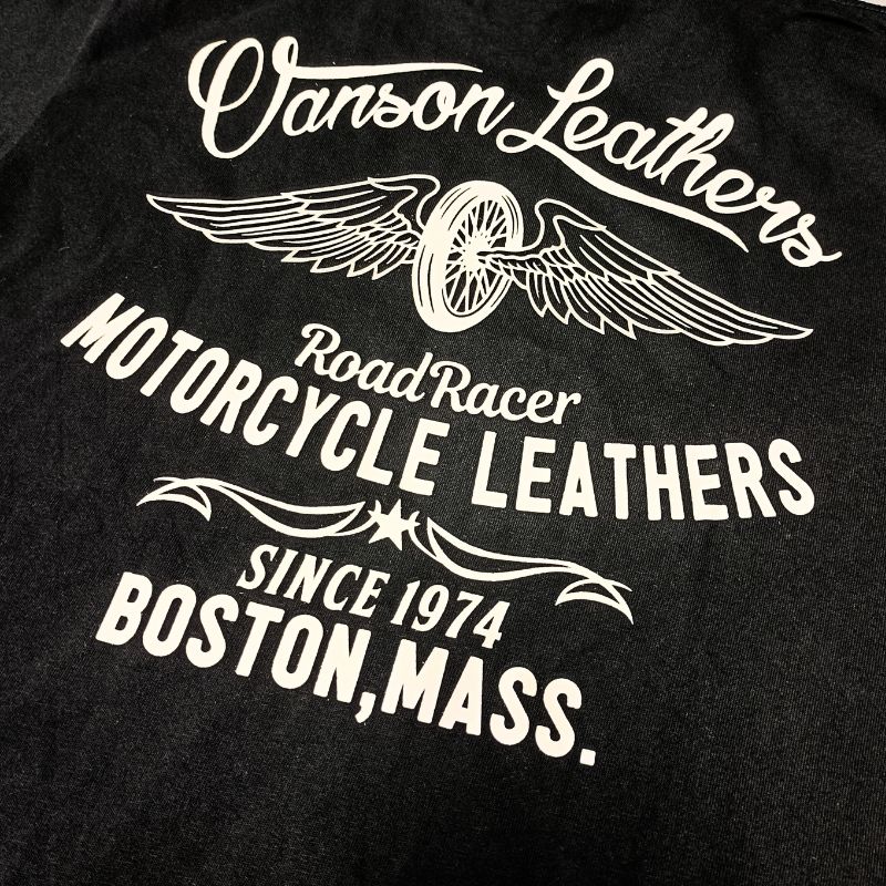VANSON バンソン プリント半袖Tシャツ「WHEEL & WING」ホイール