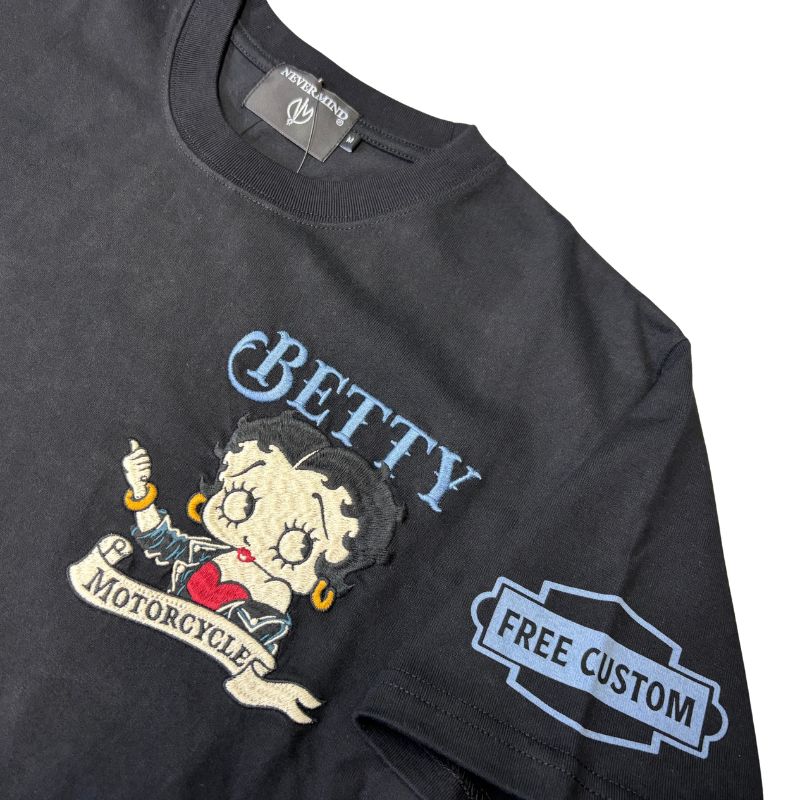 BETTY BOOP × NEVERMIND ベティブープ ネバーマインド 刺繍 天竺 半袖T