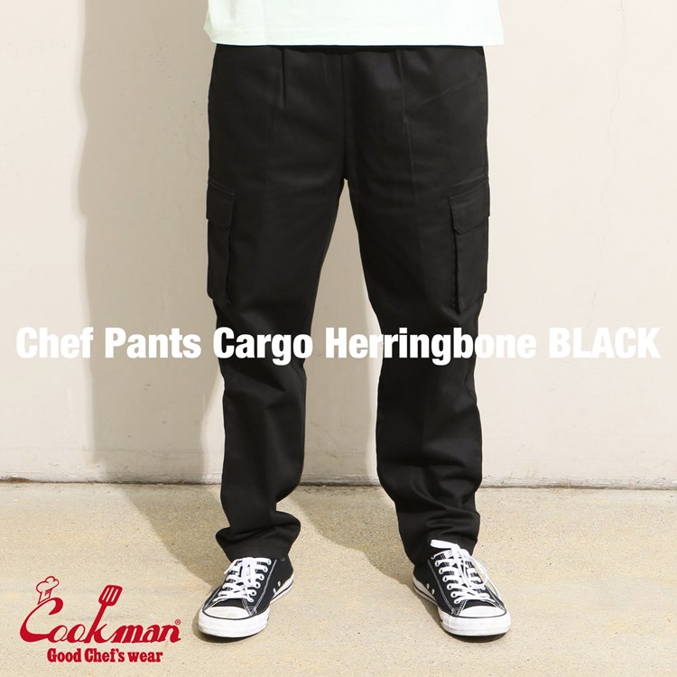 COOKMAN/クックマン Chef Pants Cargo Herringbone Black カーゴ