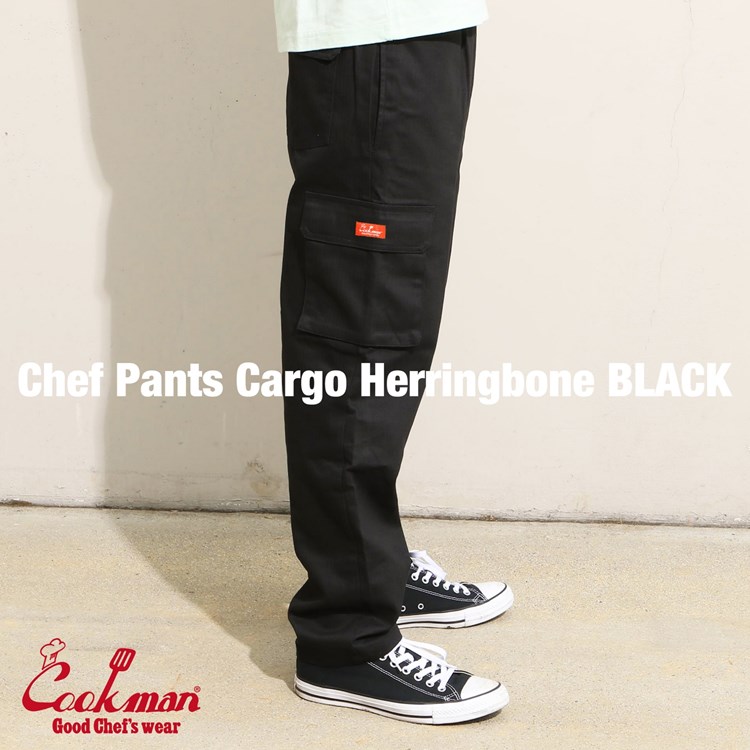 COOKMAN/クックマン Chef Pants Cargo Herringbone Black カーゴ