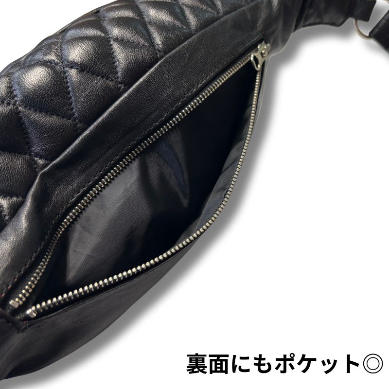 MOTOBLUEZ シープスキンファニーパック ブラック MB-BF01 ダイヤ