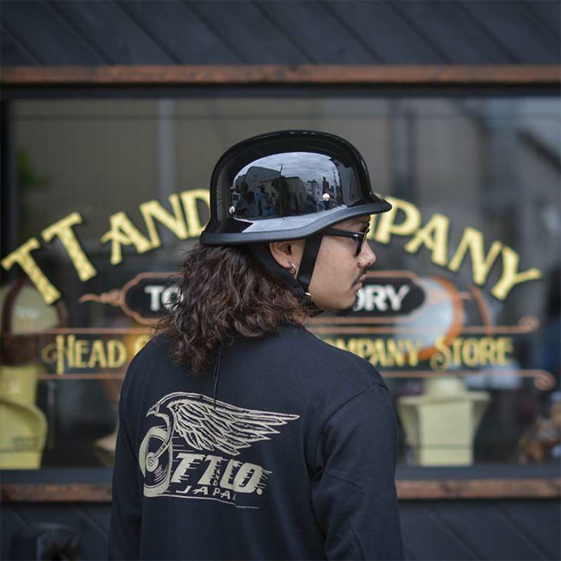 TT&CO.】USA ジャーマン ハーフヘルメット ブラック USA GERMAN HALF