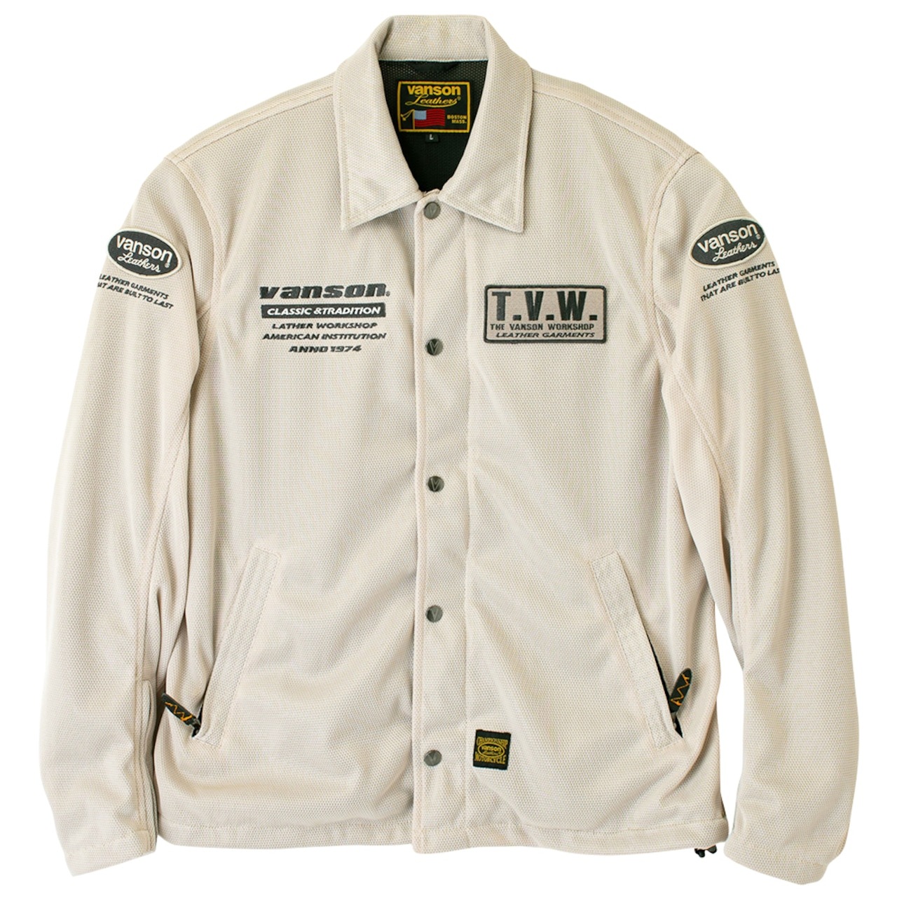 vanson メッシュコーチジャケット アイボリー　Mサイズ VANSON バンソン メッシュコーチジャケット（TVS2503S