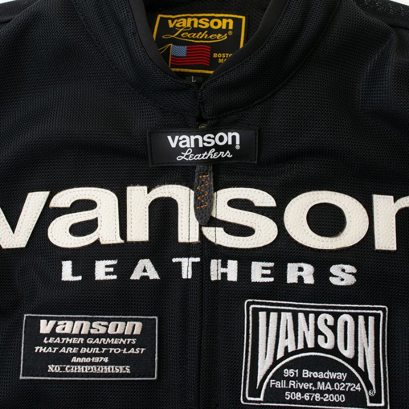 VANSON メッシュライダースジャケット　ロゴ刺繍　ストレッチメッシュ VANSON バンソン メッシュライダースジャケット（VS25105S