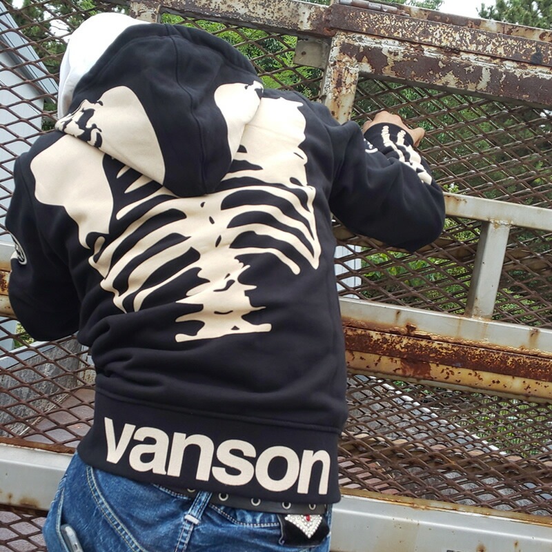 VANSON バンソン 裏毛F/Zパーカー メンズ スカル ボーン ドクロ (NVSZ