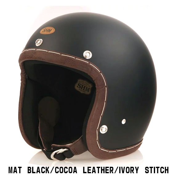 SHM ハンドステッチ　Lot106 ヘルメット ブラックレザー　シールド SHM HAND STITCH Lot-106 MAT BLACK ハンドステッチ ジェット