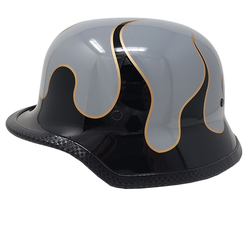 送料無料！装飾用ハーフヘルメット「ジャーマン」 グレー/ブラック