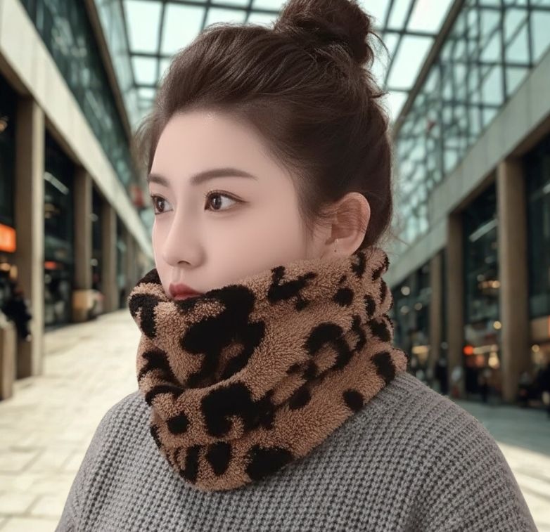 ネックウォーマー フェイスマスク 「Leopard」 レオパード ふわふわ