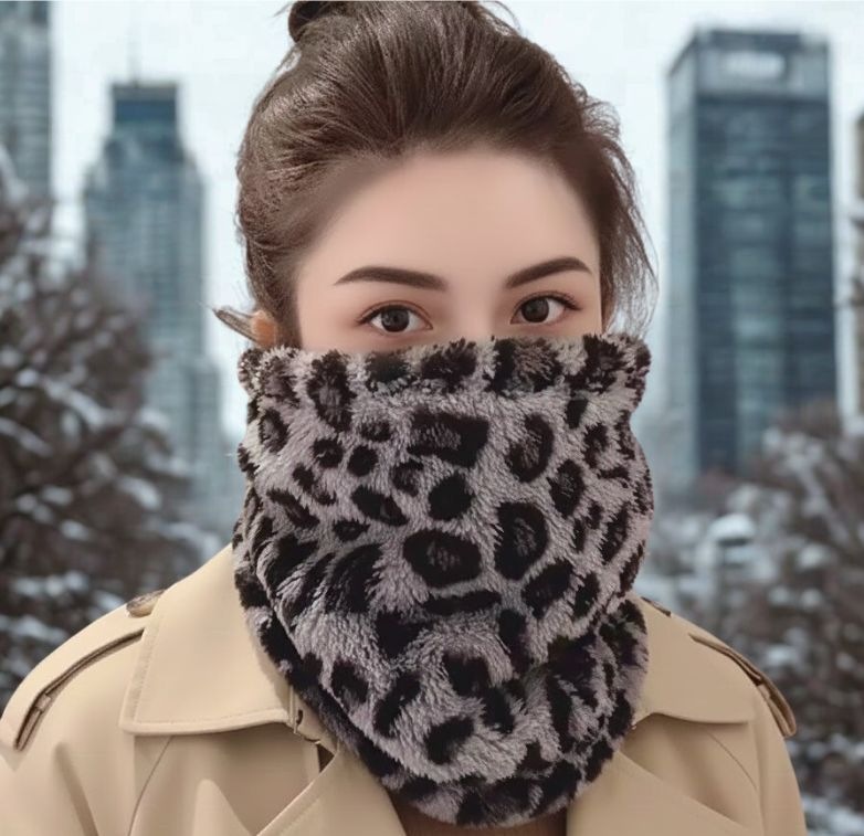 ネックウォーマー フェイスマスク 「Leopard」 レオパード ふわふわ