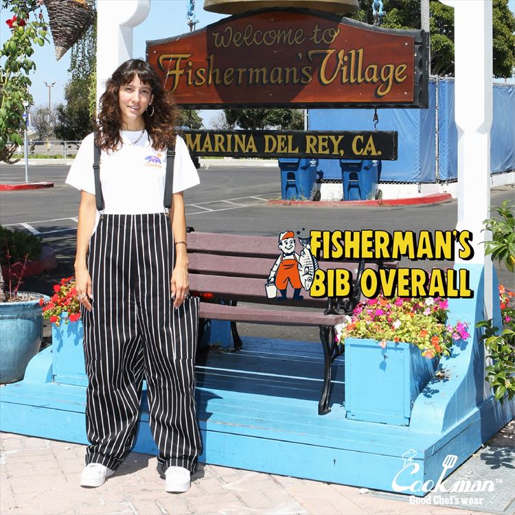 COOKMAN/クックマン Fisherman's Bib Overall Stripe Black（ユニ