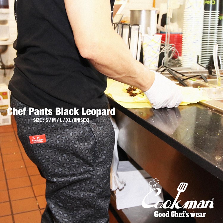 COOKMAN/クックマン Long Chef Pants シェフパンツ「Black Leopard