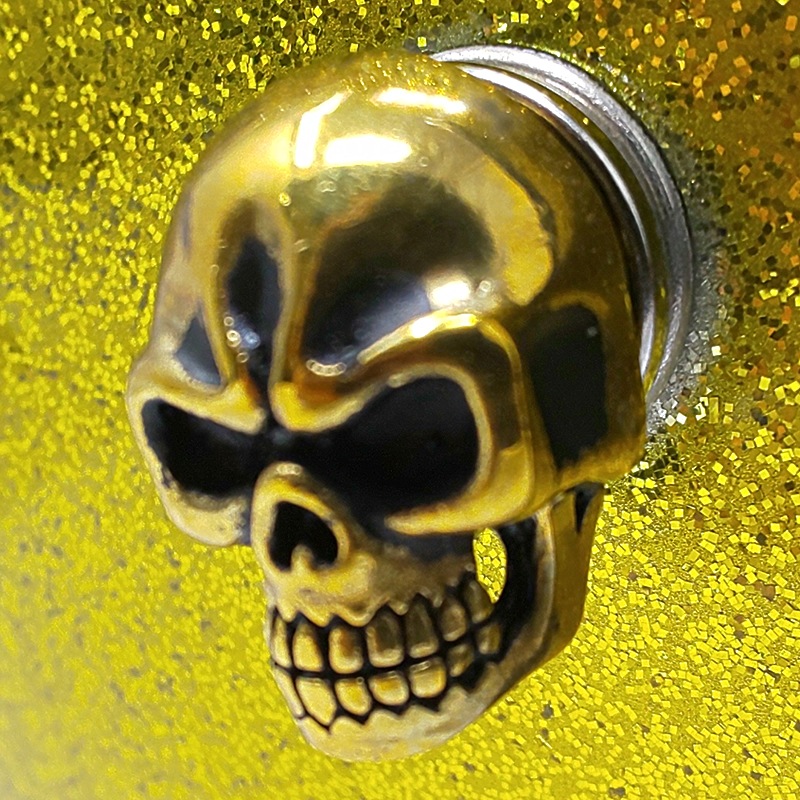 RIDEZ ライズ ヘルメットアクセサリー スカル ゴールド ｜ドットボタン