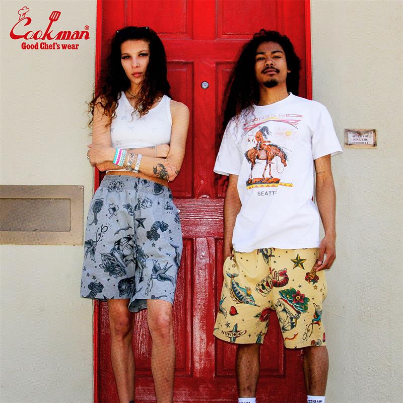 COOKMAN/クックマン Chef Pants Short シェフパンツ「Old Tattoo Gray