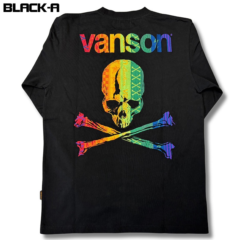 VANSON バンソン ロゴ刺繍 天竺 長袖Tシャツ メンズ 2カラー