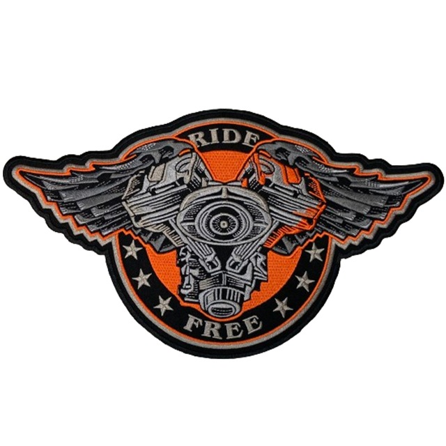 刺繍パッチ】RIDE FREE バイカー ワッペン 背中サイズ ライドフリー