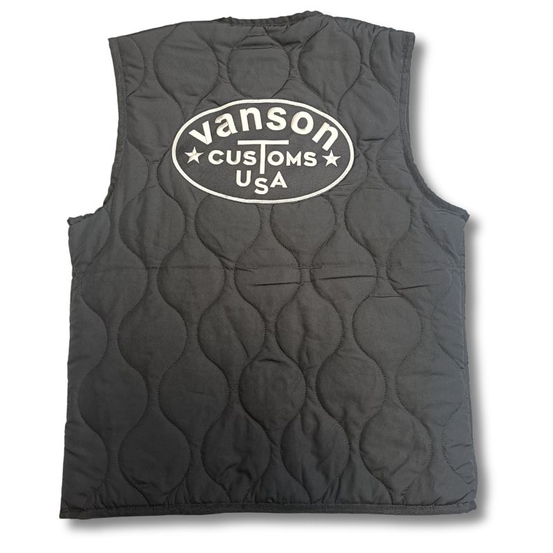 Vanson キルティング ダウンベスト L VANSON バンソン キルティングベスト QUILTING VEST ブラック｜4サイズ
