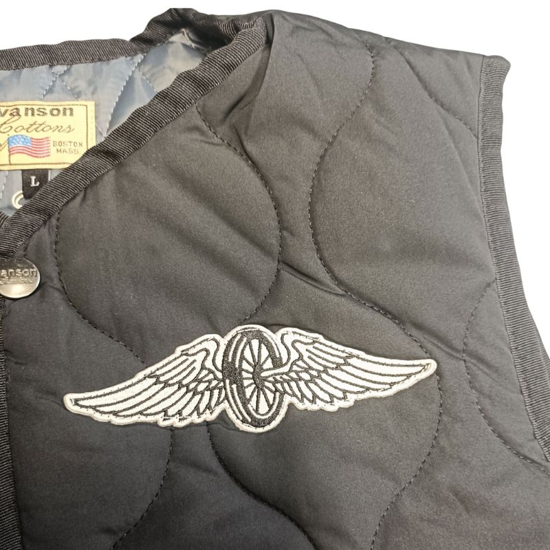 Vanson キルティング ダウンベスト L VANSON バンソン キルティングベスト QUILTING VEST ブラック｜4サイズ
